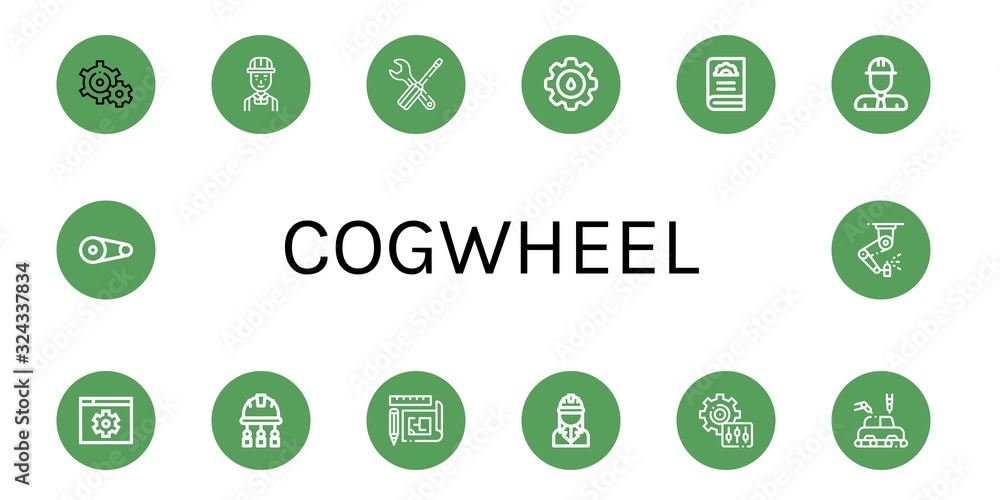 Set of cogwheel icons Set of cogwheel icons