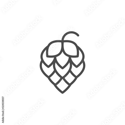 Hop line outline icon and seed cone