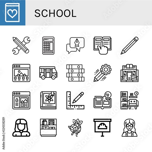 school simple icons set