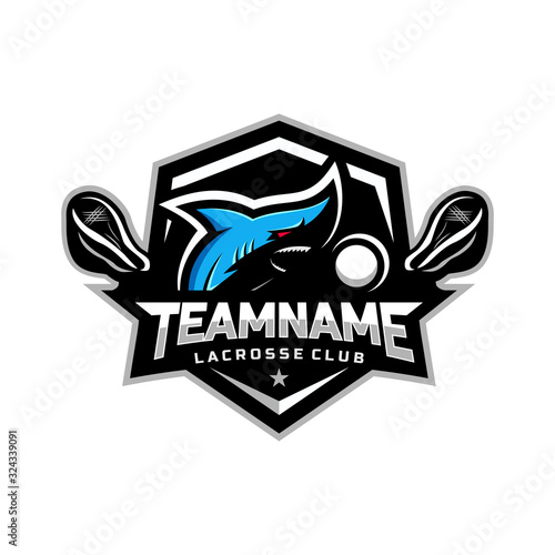 sharks logo for the Lacrosse team logo. vector illustration.