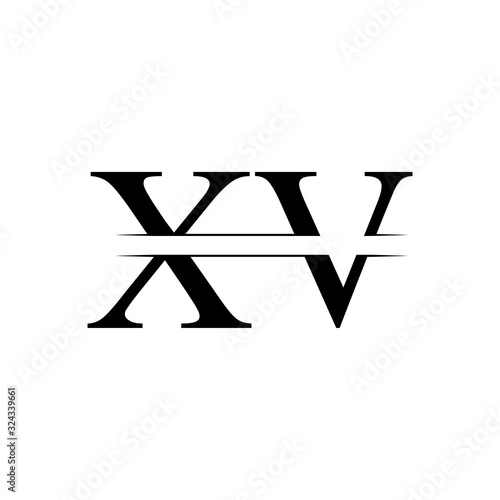 Creative Letter XV Logo Vector With black Colors. Abstract Linked Letter XV Logo Design