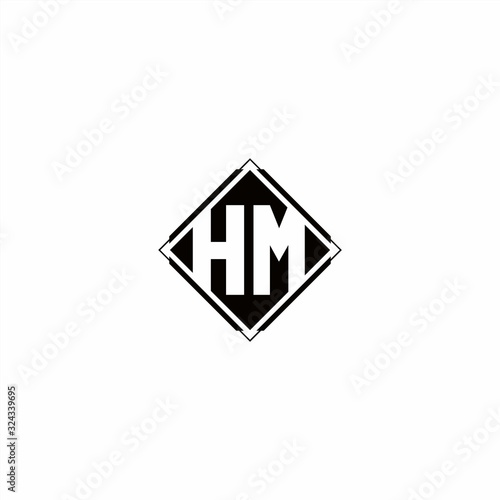 Monogram logo design with diamond square shape