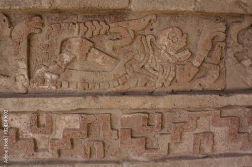 glyphs at the archaeological site Tula, toltec culture concept