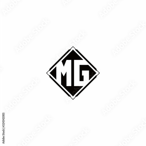 Monogram logo design with diamond square shape