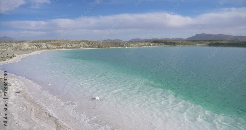 Beautiful nature landscape view of Emerald Salt Lake in Qinghai China Beautiful nature landscape view of Emerald Salt Lake in Qinghai China