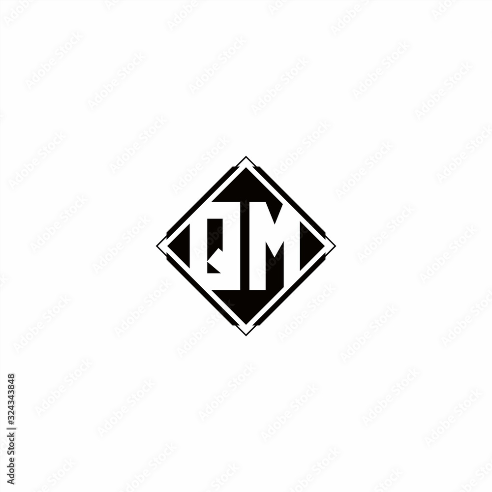 Monogram logo design with diamond square shape Monogram logo design with diamond square shape