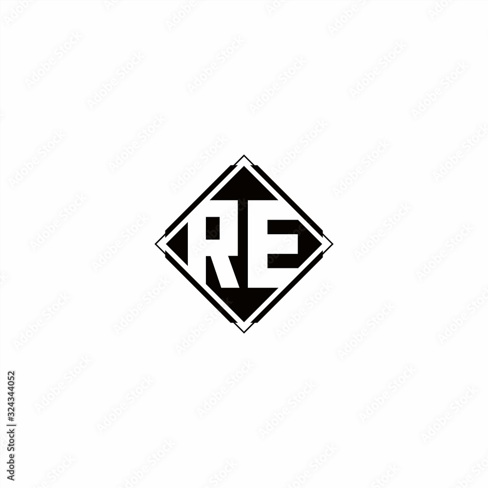 Monogram logo design with diamond square shape Monogram logo design with diamond square shape