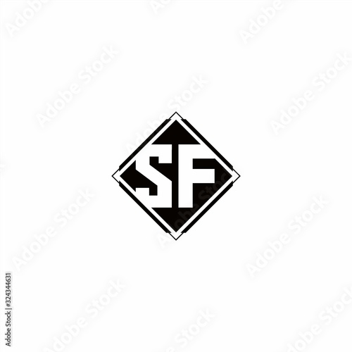 Monogram logo design with diamond square shape