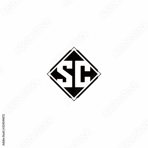 Free Download Monogram logo design with diamond square shape - GFXLoad