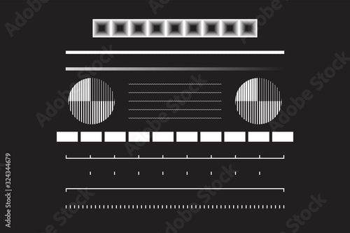 Universal Geometric Shapes Set. Design Forms on Black Background