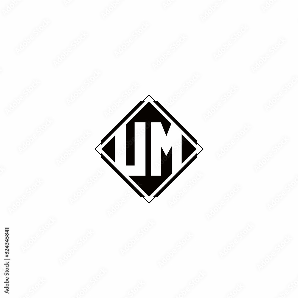 Monogram logo design with diamond square shape Monogram logo design with diamond square shape