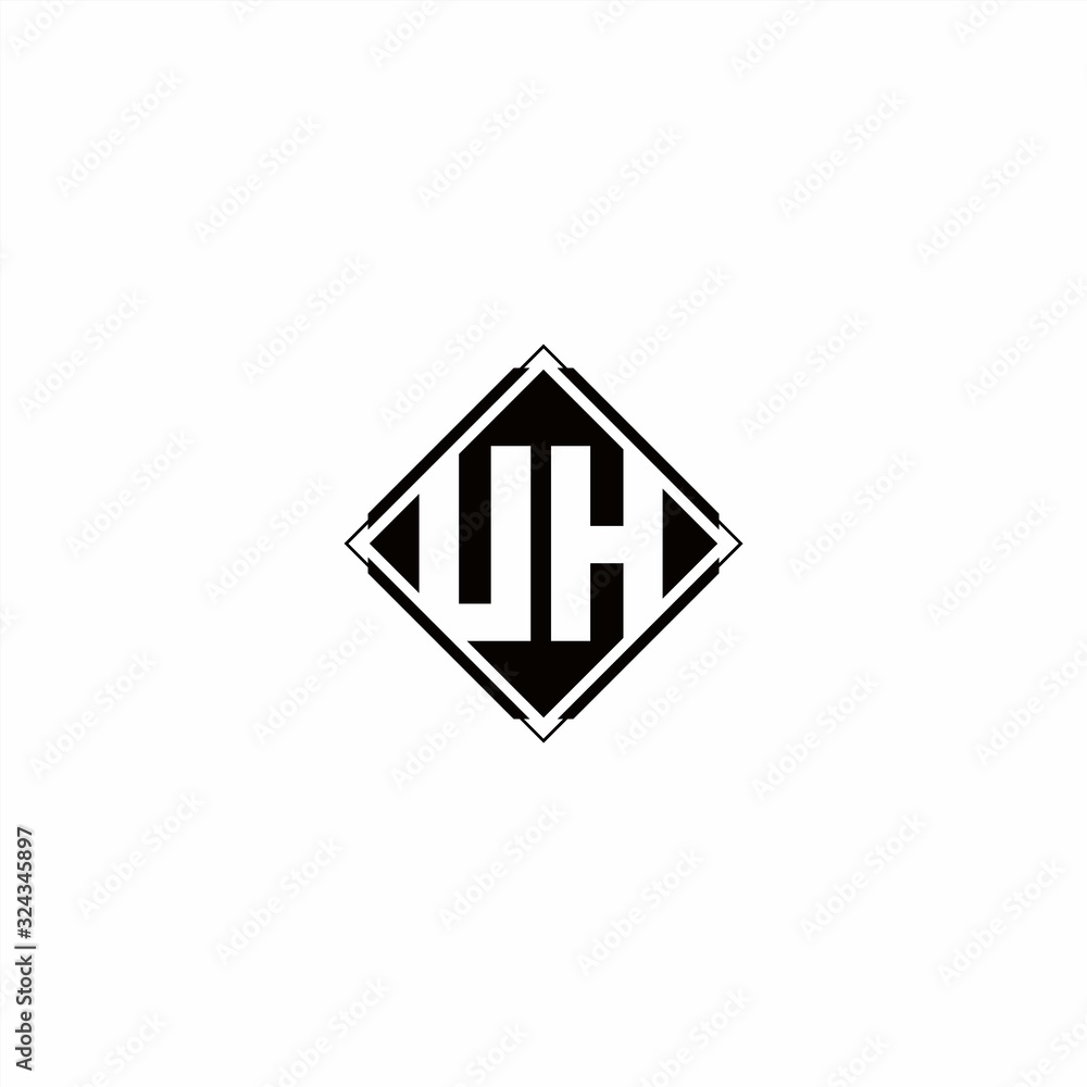 Monogram logo design with diamond square shape Monogram logo design with diamond square shape