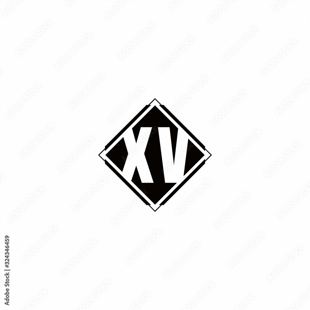 Monogram logo design with diamond square shape