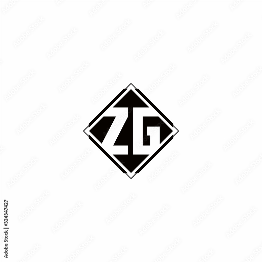 Monogram logo design with diamond square shape Monogram logo design with diamond square shape