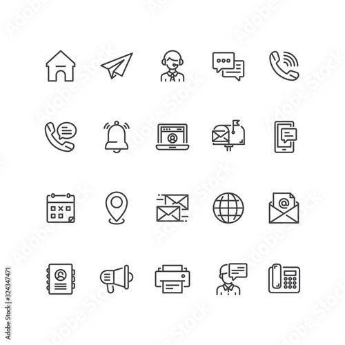 Set of contact us icons in line style.
