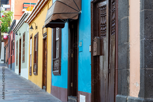 Old charmant houses in Los Llanos de Aridane, tropical La Palma island, Canary, Spain photo