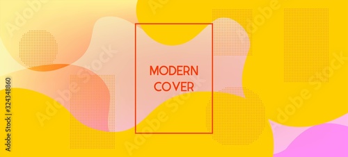 Yellow Vector Business Banner. Iridescent Geometric Web Layout. Organic Liquid 