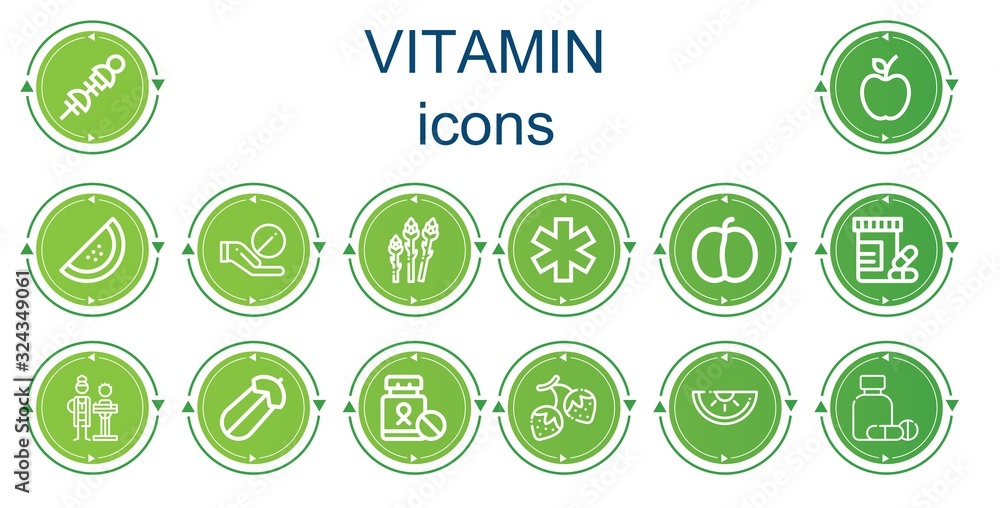Editable 14 vitamin icons for web and mobile Stock Vector | Adobe Stock