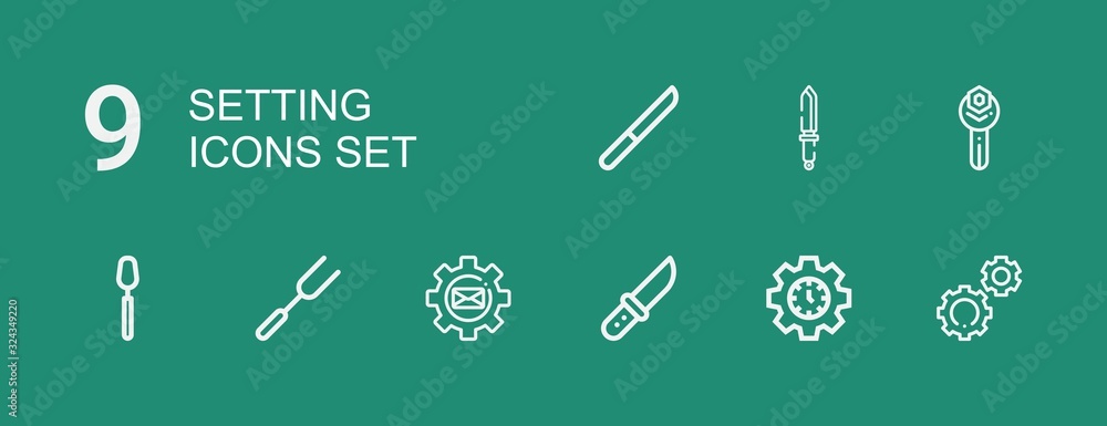 Editable 9 setting icons for web and mobile Editable 9 setting icons for web and mobile