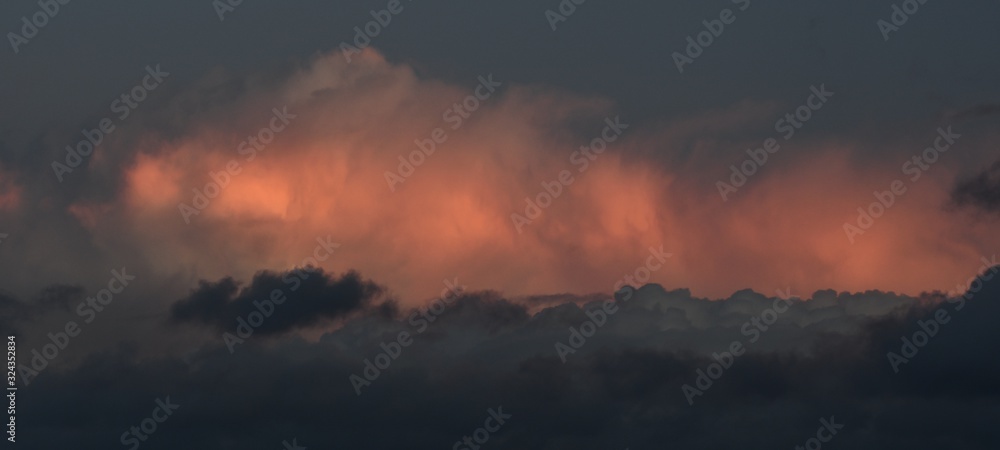 Winter evening clouds over Berlin and Brandenburg on February 19, 2020, Germany