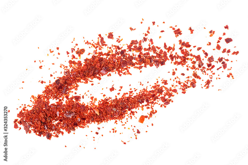 Red pepper flakes isolated on a white background