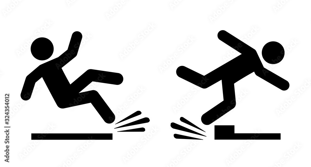 Slip and trip vector icon