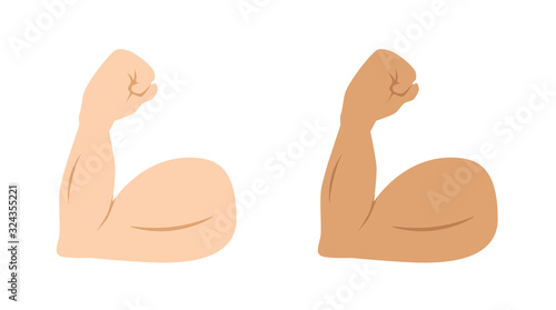 flexed biceps emoji, strong emoji muscle, vector illustration