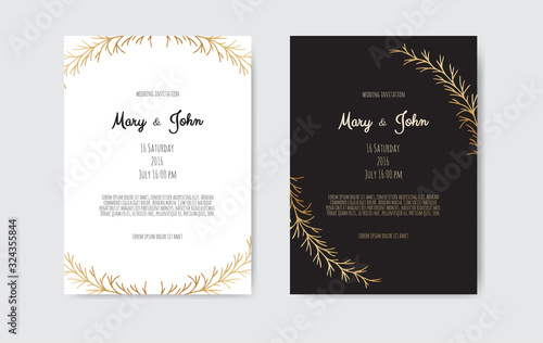 Vector floral design card. Greeting  postcard wedding invite template.
