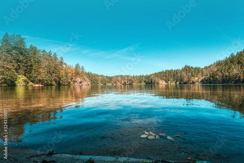 Beautiful blue lake at Parksville, British Columbia