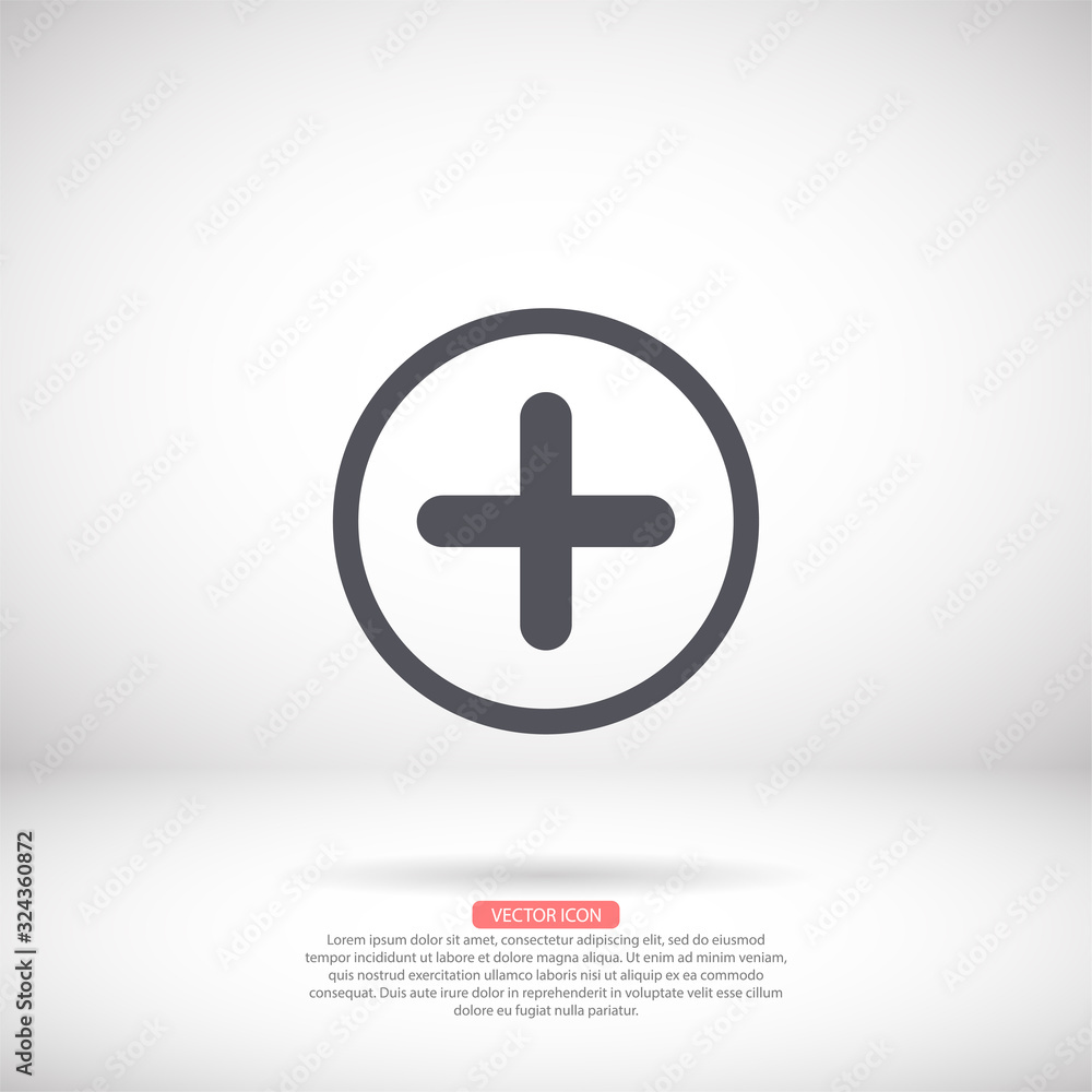 Plus vector icon , lorem ipsum Flat design Plus vector icon , lorem ipsum Flat design