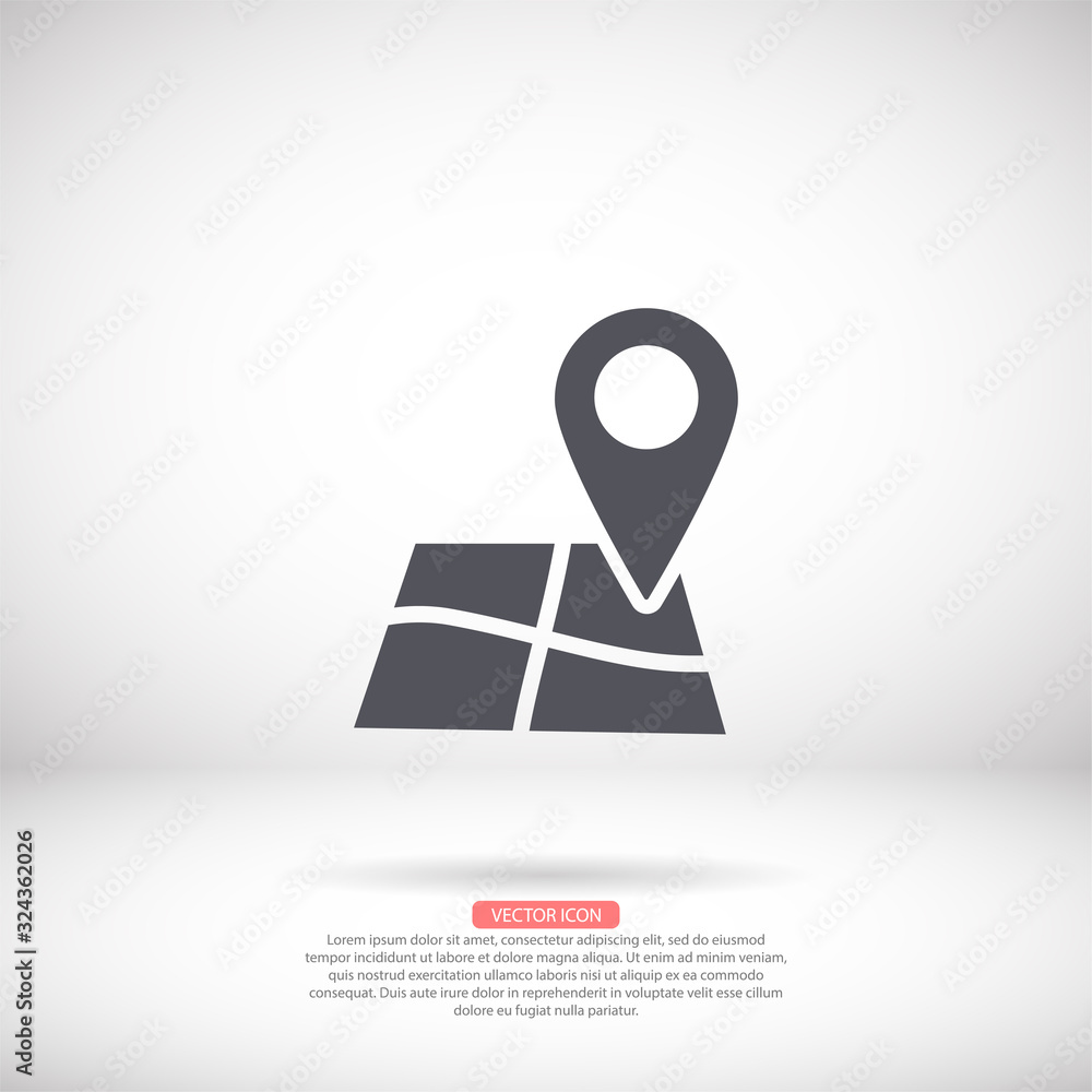 Map pin vector icon , lorem ipsum Flat design Map pin vector icon , lorem ipsum Flat design
