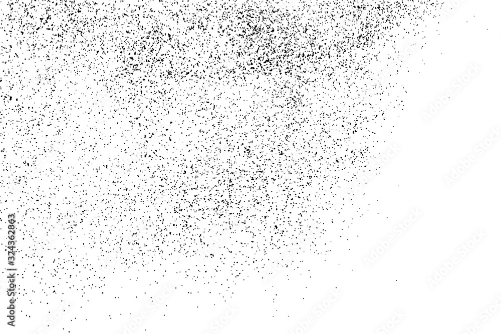 Black Grainy Texture Isolated On White Background. Dust Overlay. Dark Noise Granules. Digitally Generated Image. Vector Design Elements, Illustration, Eps 10.