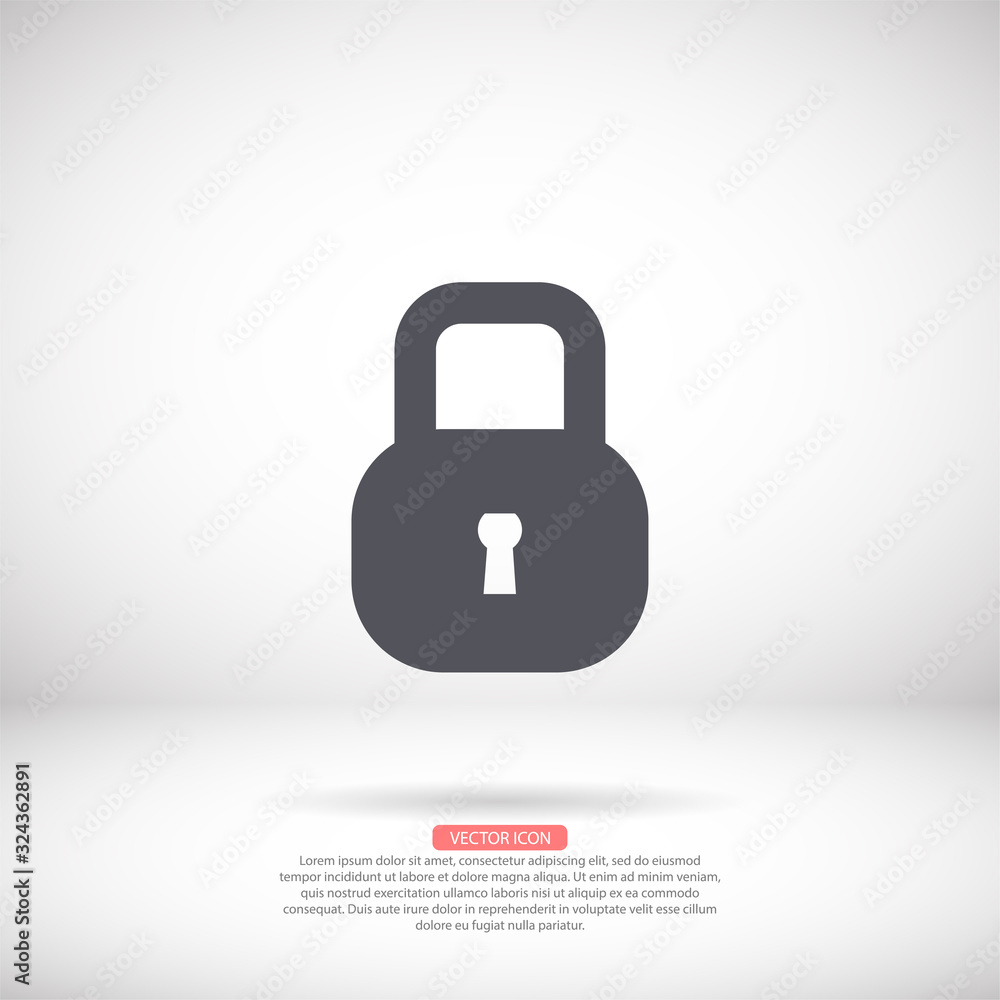Lock vector icon , lorem ipsum Flat design Lock vector icon , lorem ipsum Flat design