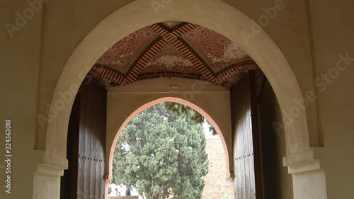 Arc and vault in the nasrid palace of the Alcazaba, Malaga, Spain photo