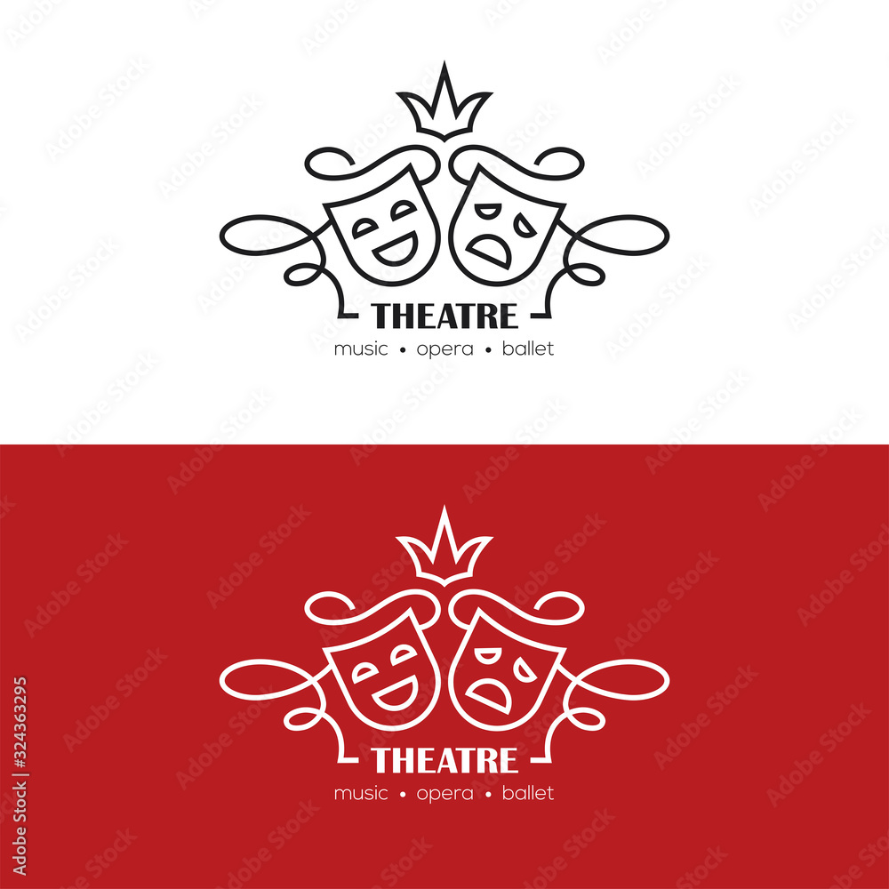 Theatre Or Drama School Linear Logo. Stock Vector 