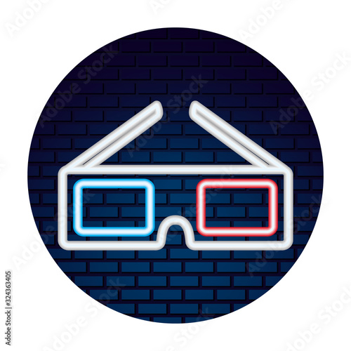 cinema glasses with neon lights