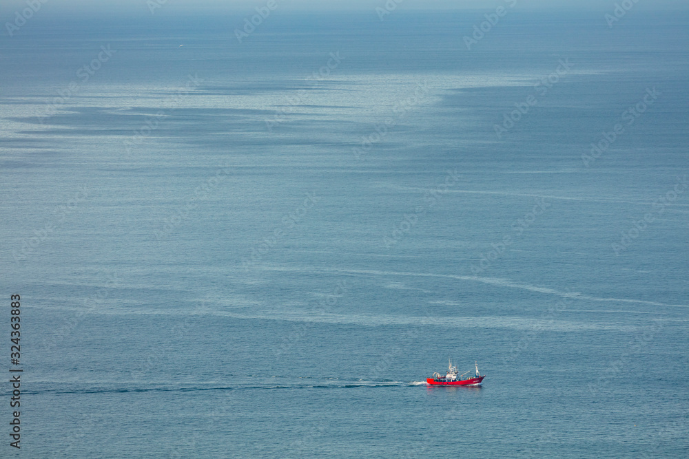 Fishing boats in the Cantabrian Sea, Liendo, Liendo Valley, Cantabrian Sea, Cantabria, Spain, Europe