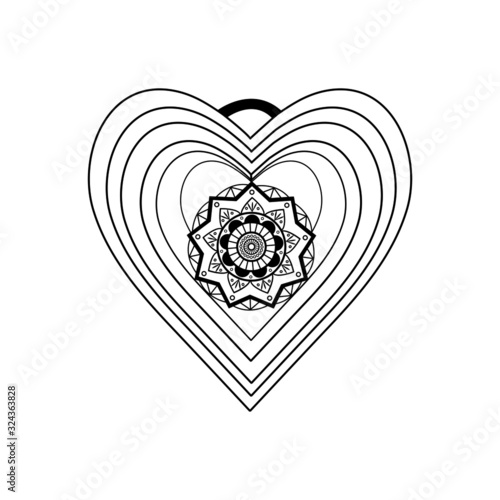 Vector illustration of a decorated heart isolated on white