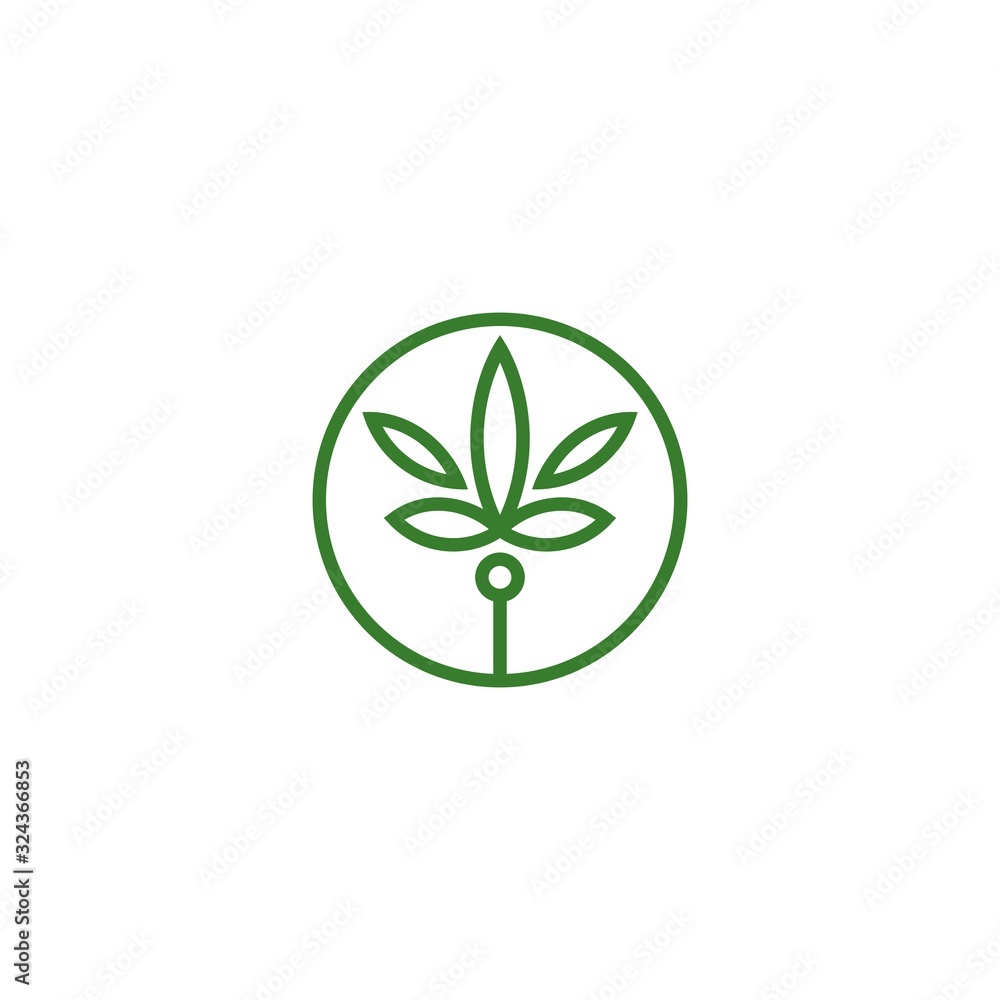 CBD Cannabis Marijuana with Line Art style Logo design CBD Cannabis Marijuana with Line Art style Logo design