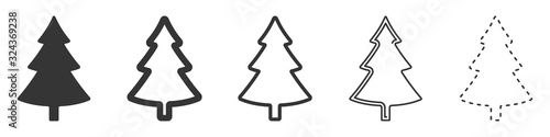 Christmas tree icon. Set of vector christmas trees