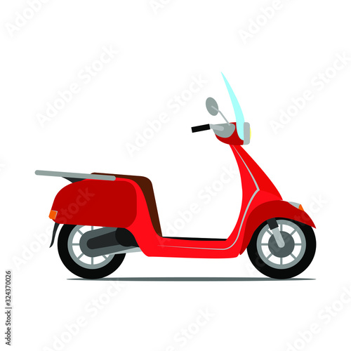 Red vintage scooter. Isolated scooter, template for branding and advertising. Vector Illustration