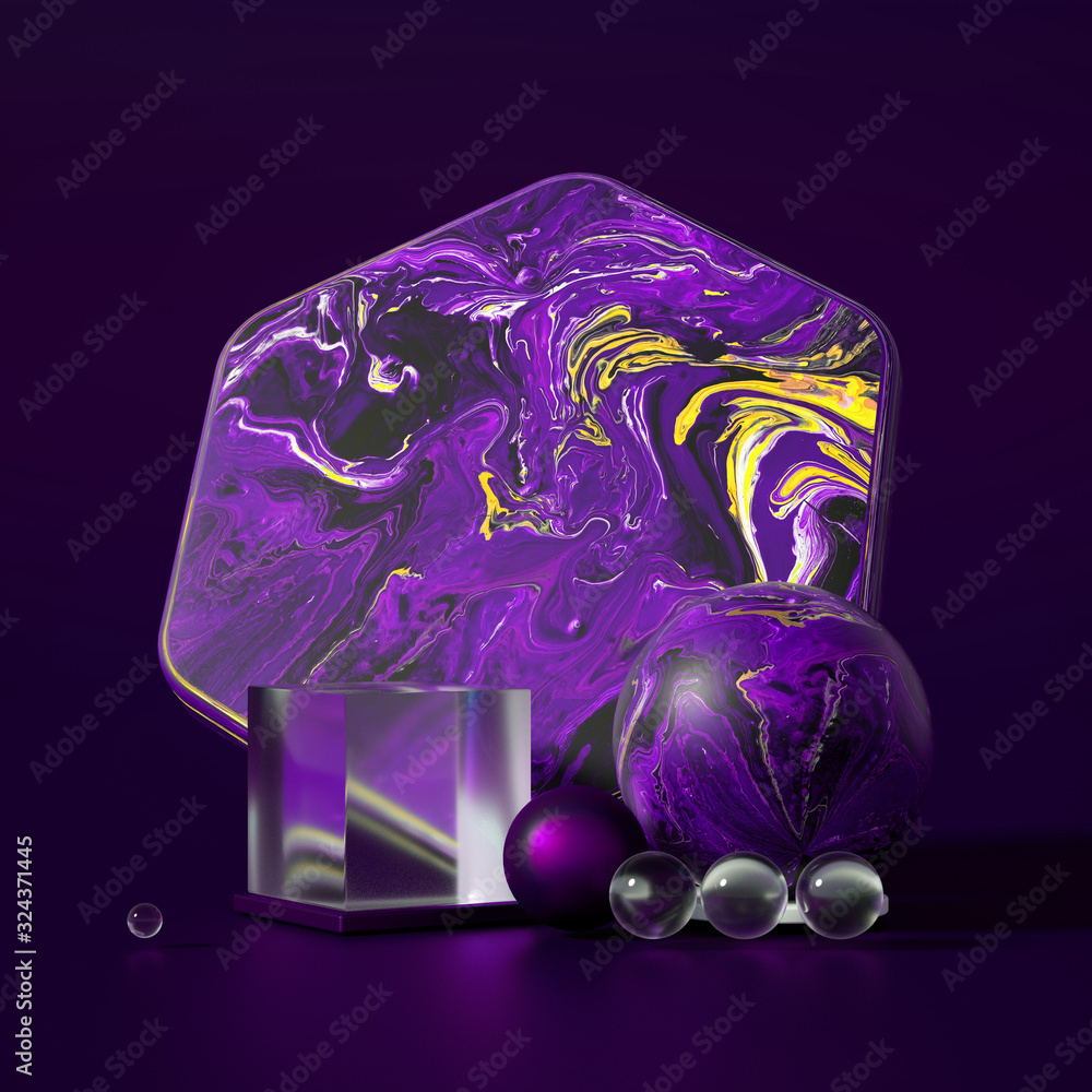 Obraz premium Beautiful background with fluid paint. 3d illustration, 3d rendering.