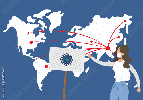 woman with coronavirus protest banner