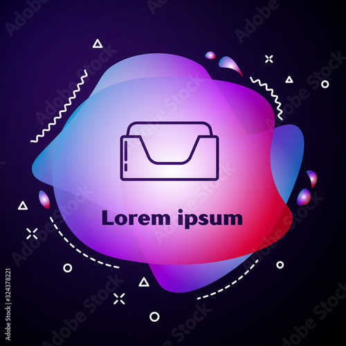 Purple line Pet bed icon isolated on blue background. Abstract banner with liquid shapes. Vector Illustration