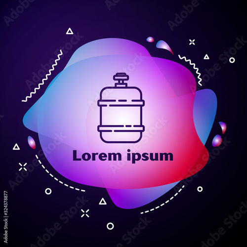 Purple line Propane gas tank icon isolated on blue background. Flammable gas tank icon. Abstract banner with liquid shapes. Vector Illustration