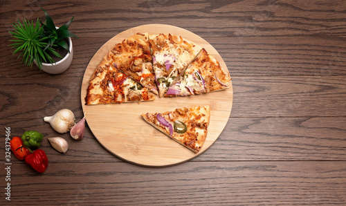 tasty pizza flatlay