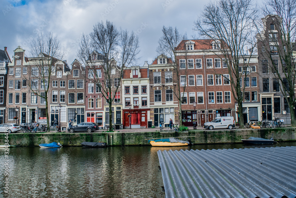 Old houses in old amsterdam canals