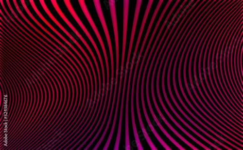 Abstract metallic red curved lines with ripples and waves - optical illusion art wallpaper with black background