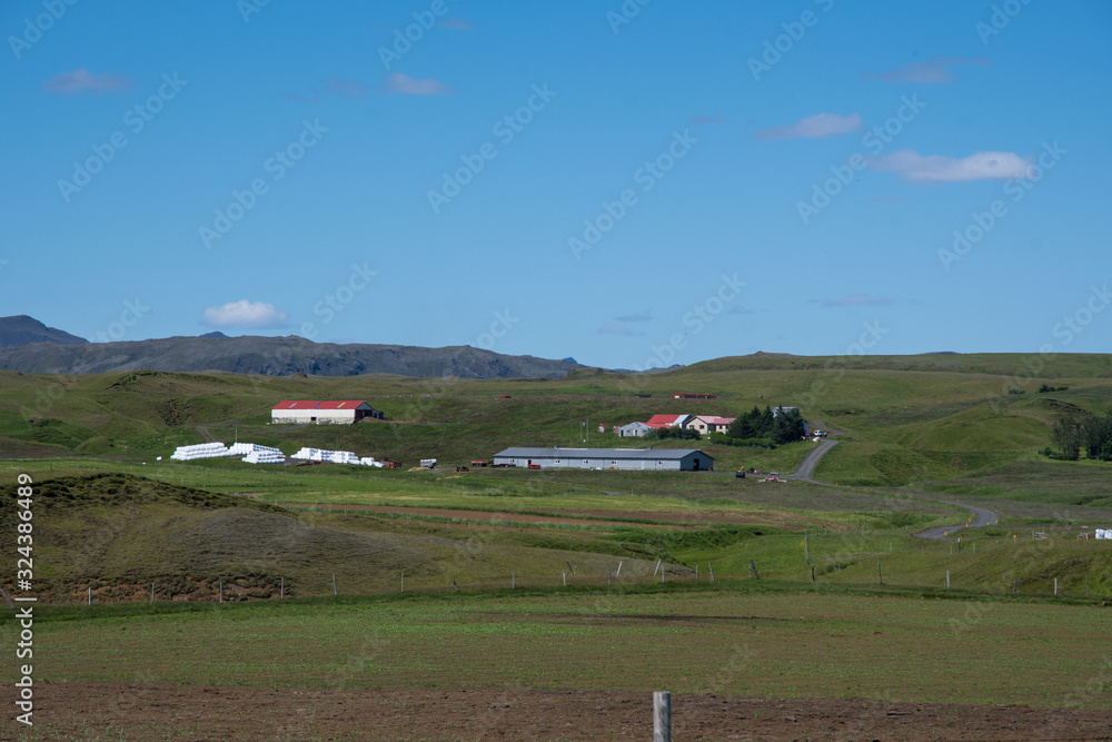 Fototapeta premium Icelandic countryside agricultural landscape in skaftardalur
