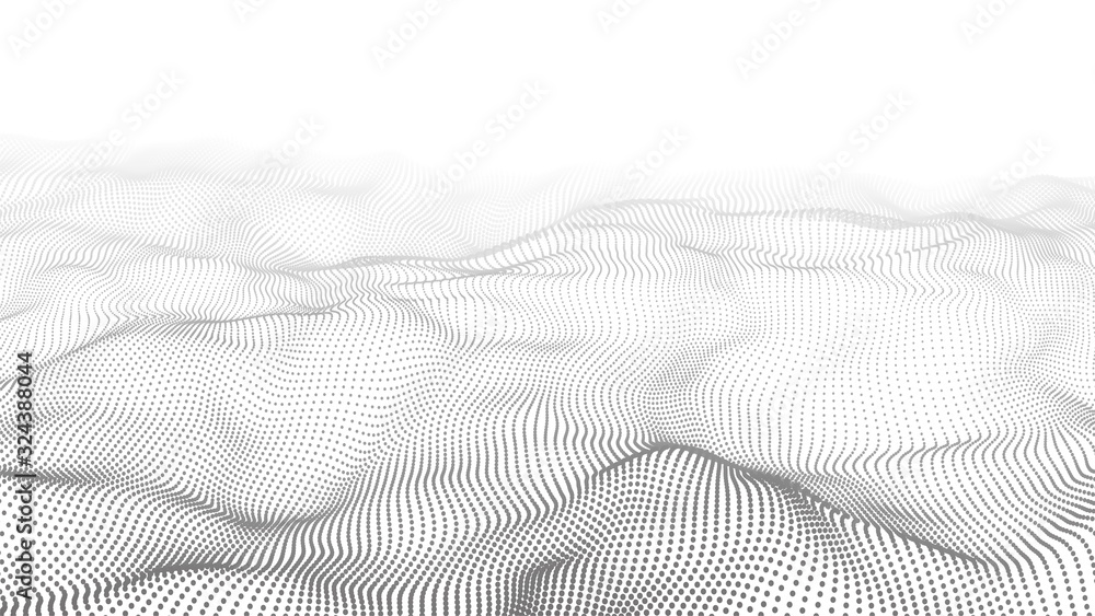 Vector abstract futuristic background. Big data visualization. Digital dynamic wave of particles. - obrazy, fototapety, plakaty 